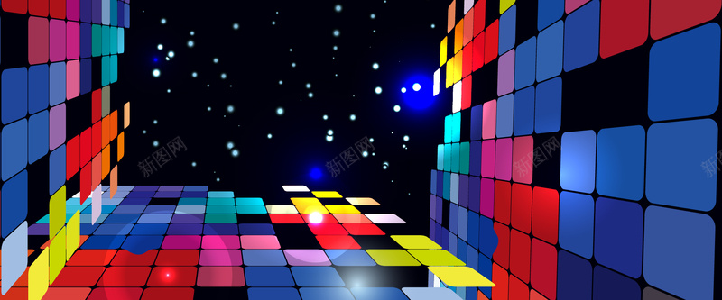 多彩格子方块元素背景背景