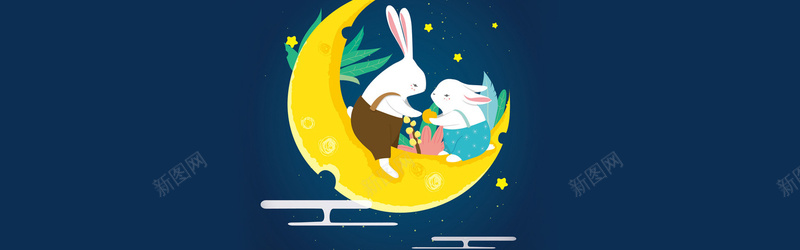 月亮小兔子中秋节背景背景