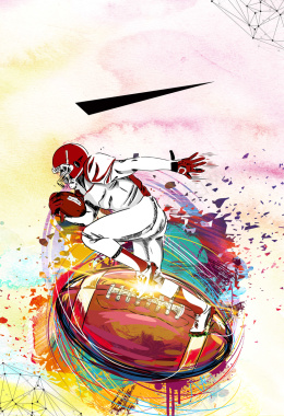 彩色喷绘橄榄球比赛运动海报背景素材背景