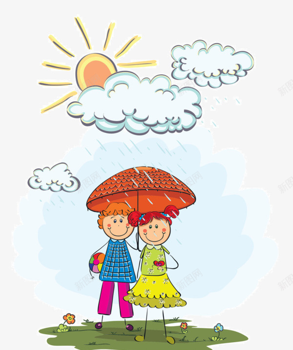 卡通雨后天晴PNG素材png免抠素材_88icon https://88icon.com 卡通 太阳 雨伞 人物 云朵 PNG素材 PNG