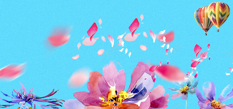 飘花背景psd设计背景_88icon https://88icon.com 热气球 背景 花瓣 颜色 飘花