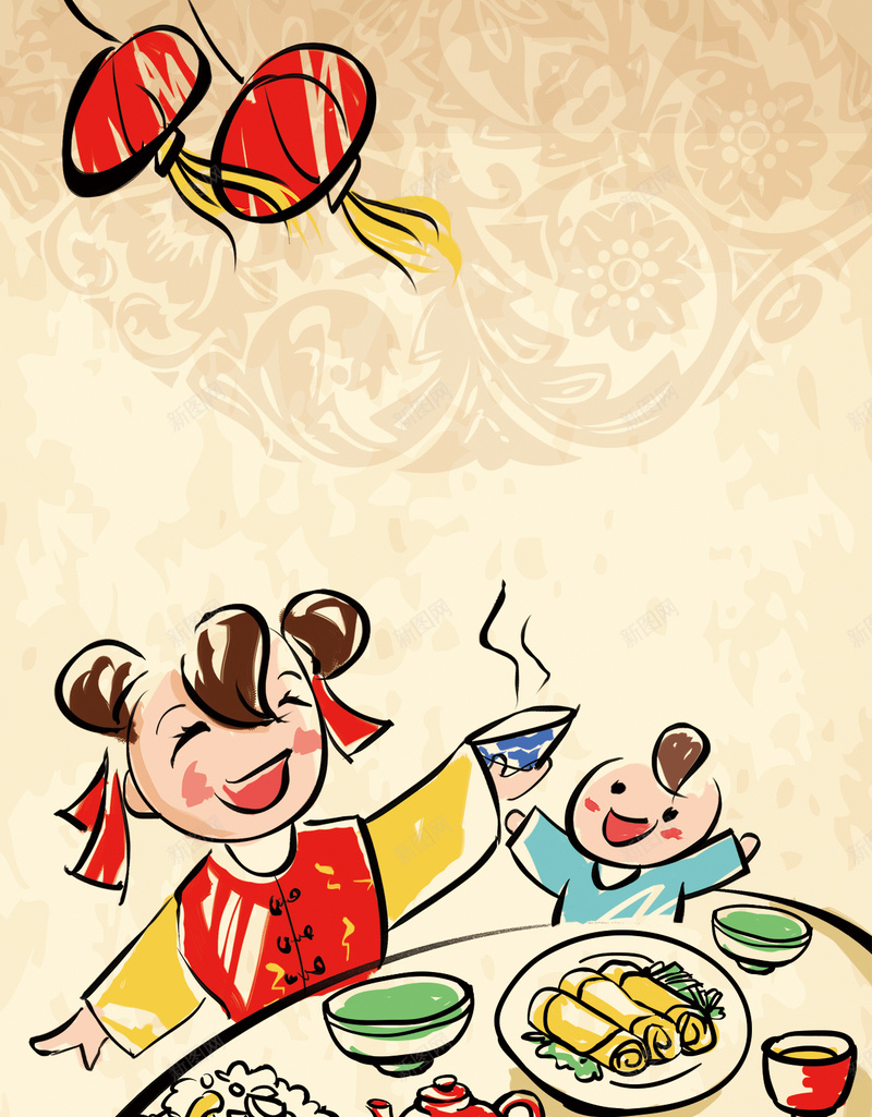 卡通手绘儿童年夜饭H5背景psd分层下载psd设计背景_88icon https://88icon.com 儿童 卡通 彩绘 手绘 水彩 年夜饭 灯笼 团圆饭 团圆 美食 除夕 春节 新年 H5 h5 psd