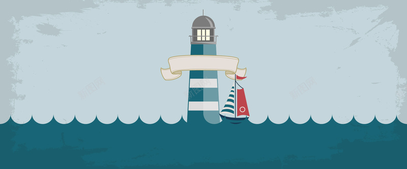 海洋元素生日背景jpg设计背景_88icon https://88icon.com 海洋 帆船 灯塔 卡通背景 海报banner 卡通 童趣 手绘