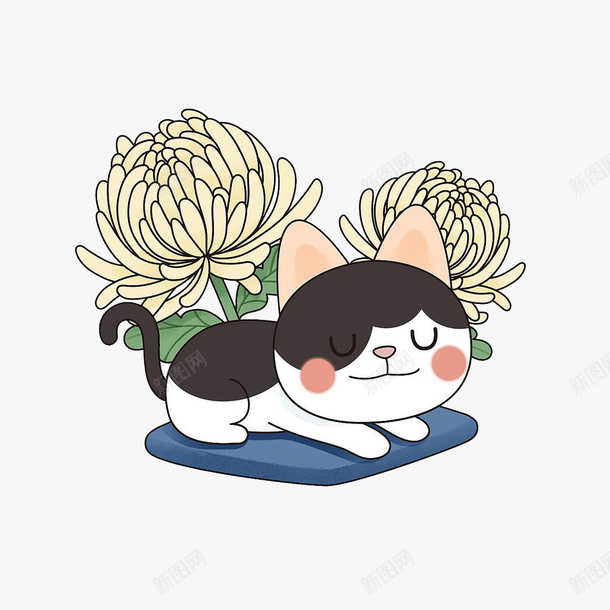 菊花旁睡觉猫png免抠素材_88icon https://88icon.com 动物 卡通 猫 菊花 菊花图案