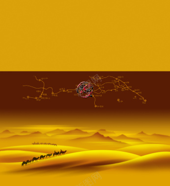 大气沙漠地图黄色背景素材背景