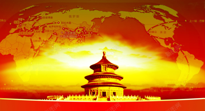 大气地图北京金色背景素材背景