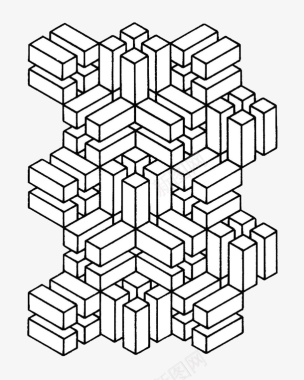 体几何结构简约手绘风格立体几何方体积木矢图标