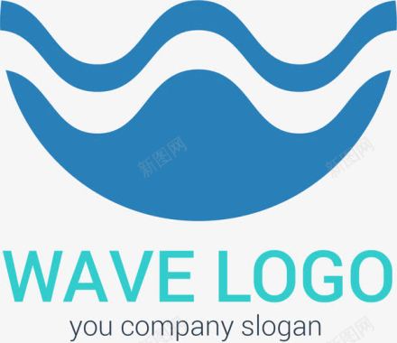 海浪蓝色水面标识设计图标