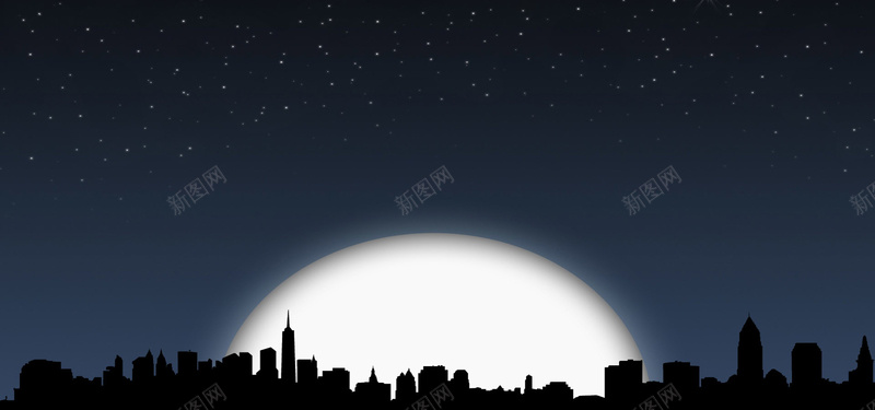 卡通星空城市夜景背景图背景