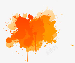橙色清新水墨效果元素素材