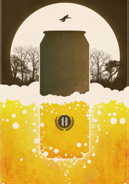 啤酒魔法黄色创意背景图背景