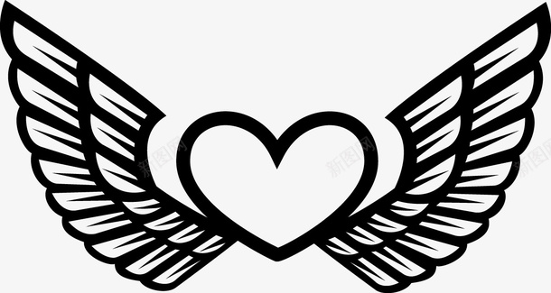 爱心矢量爱的翅膀插图图标