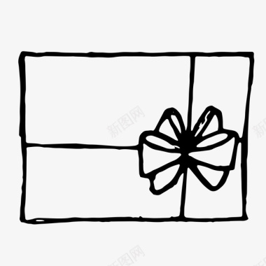 扁平化礼品盒卡通简约黑白插画小清新礼物盒图标