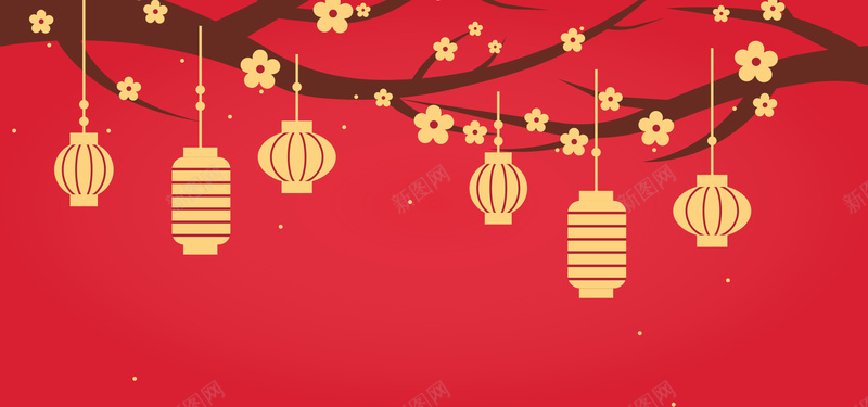 鸡年春节童趣红色banner背景背景
