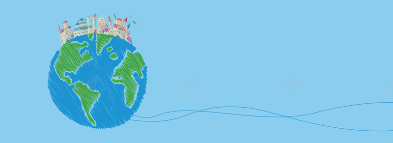 手绘风地球世界psd设计背景_88icon https://88icon.com 手绘 地球 世界 地图 蓝色 卡通 童趣