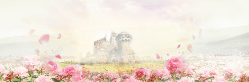 粉色浪漫城堡背景背景