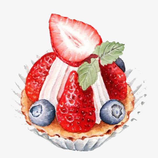 水彩蛋糕png免抠素材_88icon https://88icon.com 草莓 蛋糕 蓝莓 水果 卡通 彩色 装饰 手绘 水彩