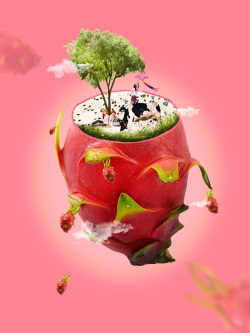 火龙果树创意水果海报设计高清图片