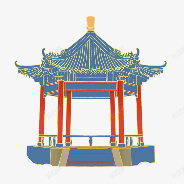 国潮风古风手绘南亭psd免抠素材_88icon https://88icon.com 国潮风 古风 手绘 南亭