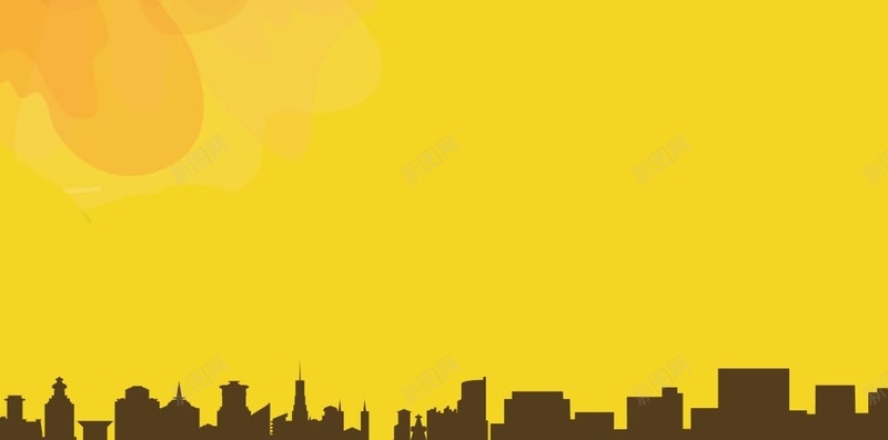 黄色背景上的城市H5素材背景psd设计背景_88icon https://88icon.com 黄色背景 城市 大气 简约 花瓣 H5素材 PSD背景 黄色