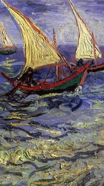 海上帆船油画H5背景背景