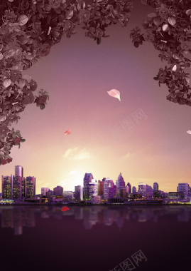 奢华紫色城市背景素材背景