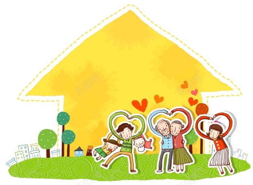 韩式清新幸福家庭一家人房子团聚海报背景背景