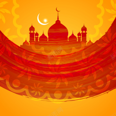 宗教伊斯兰教斋月节橙色背景素材背景
