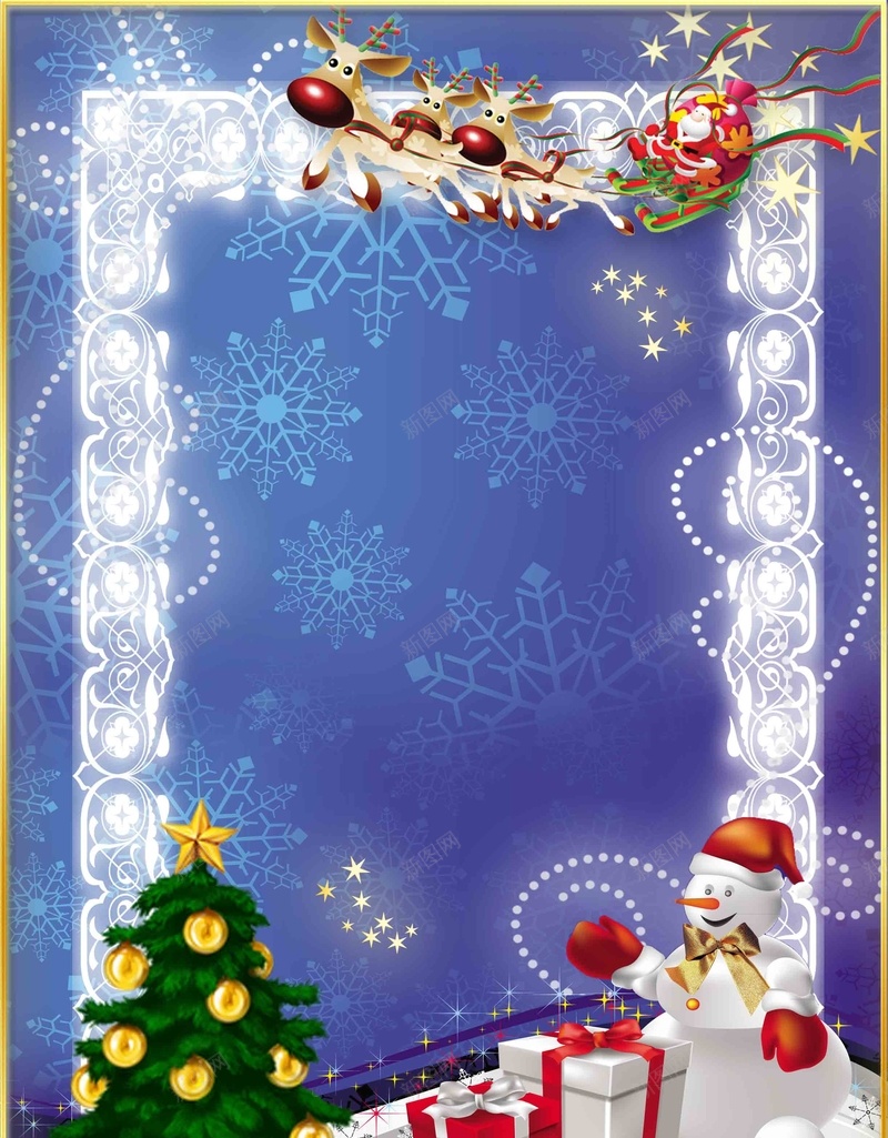 圣诞节相框模板背景图jpg设计背景_88icon https://88icon.com 圣诞礼物 圣诞老人 圣诞树 星星 雪人 圣诞雪橇 驯鹿 蝴蝶结 花纹 边框 相框 闪亮