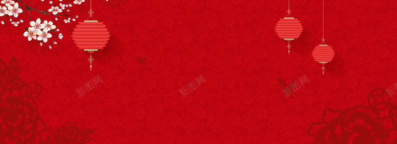 新年中国风激情红色海报背景背景