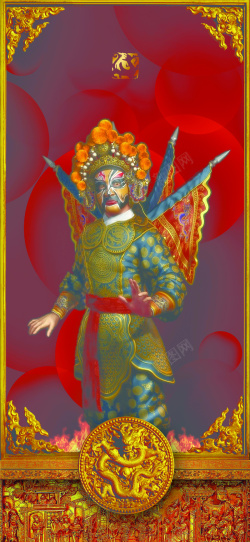 中国戏剧png金色图框中国戏剧人物组成的中国风背景高清图片