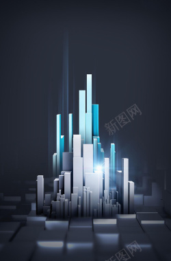 创意城市科技蓝色海报背景背景