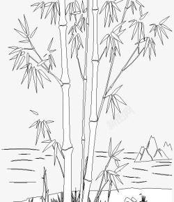 端午节效果元素水墨翠竹素材