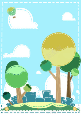 蓝色卡通矢量312植树节背景素材背景