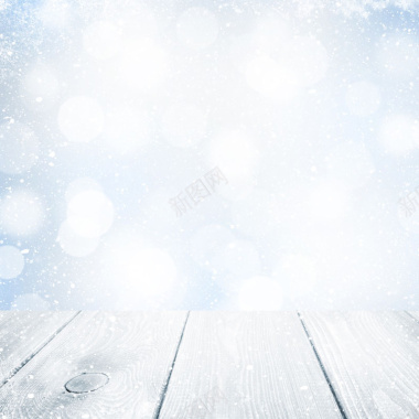 浅色木板雪景背景图背景