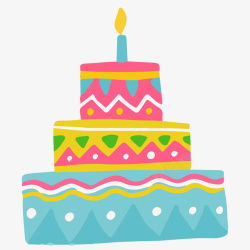 卡通彩色生日蛋糕设计素材