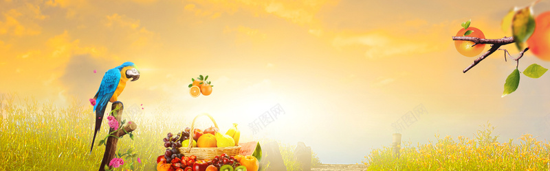 夏季饮品橙汁橙色海报背景背景