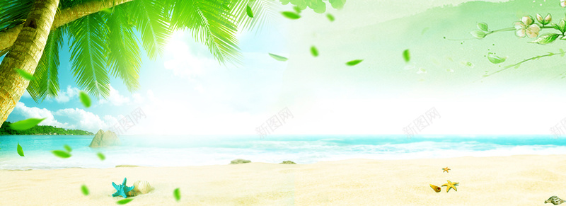 夏日清新端午节bannerpsd设计背景_88icon https://88icon.com 夏日 清新 banner 阳光 绿叶 海滩 花瓣 淡雅 舒适 开心