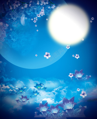 梦幻蓝色月亮商业背景图背景
