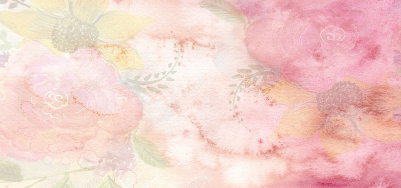 粉色水彩花卉背景背景