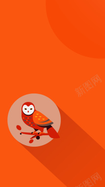 橙色小鸟温暖背景素材背景