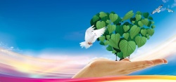 手掌树叶png绿色环保海报背景高清图片