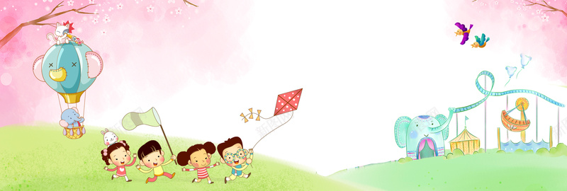 六一儿童节卡通童趣手绘banner背景