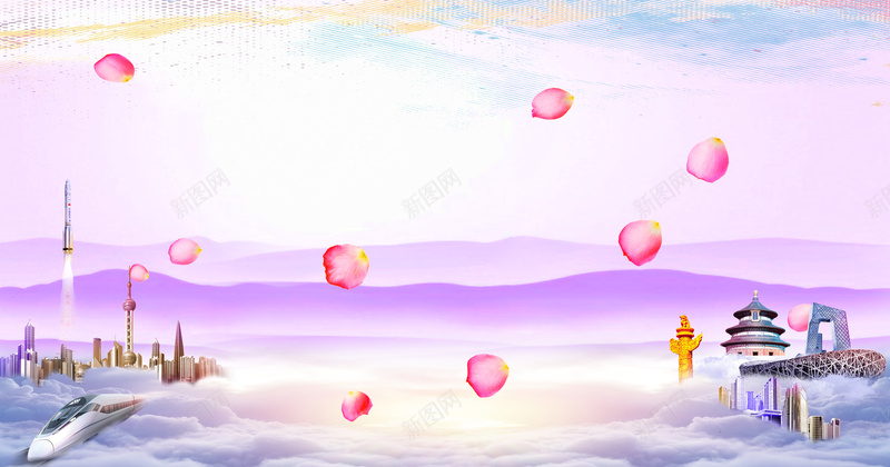 花瓣漂浮海报背景素材psd设计背景_88icon https://88icon.com 天空 海报 漂浮 花瓣 边际 云际 城市 底蕴 清灰