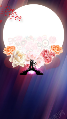 月亮情人节玫瑰背景背景