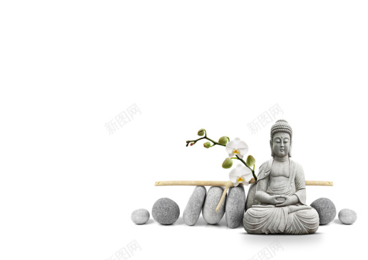 石头佛教兰花背景背景