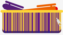 紫色竖向密集条纹笔盒素材