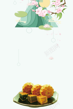 中秋月饼海报背景素材背景