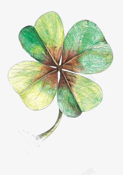 手绘水彩卡通绿色四叶草花卉透明图案 PS装饰合成设计 60关于小素材