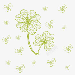 手绘水彩卡通绿色四叶草花卉透明图案 PS装饰合成设计 77未整理4素材
